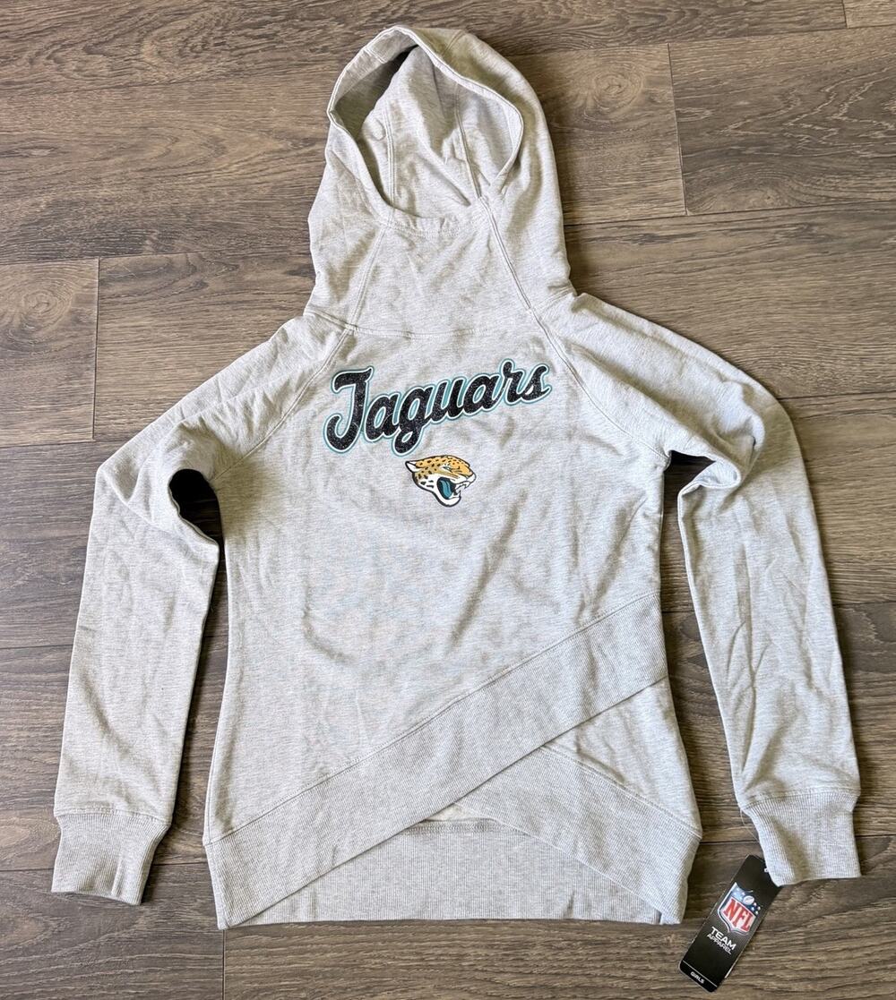 NWT Jacksonville Jaguars Girls Hoodie NFL Team Apparel Gray Sz L 14 Game Day